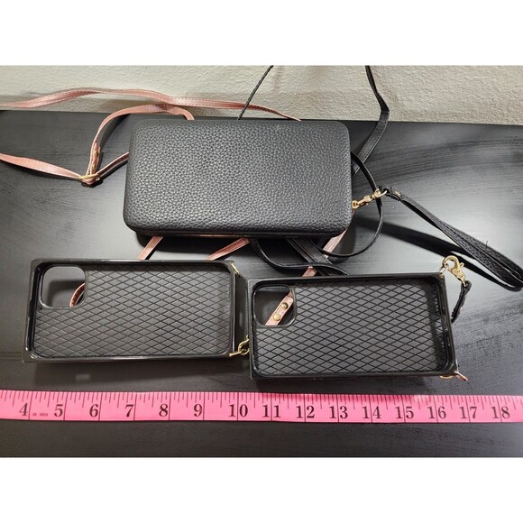 Cell Phone 3 Pc Lot Pink Black Protector Carrying Case Straps Wallet Durable - Picture 2 of 15